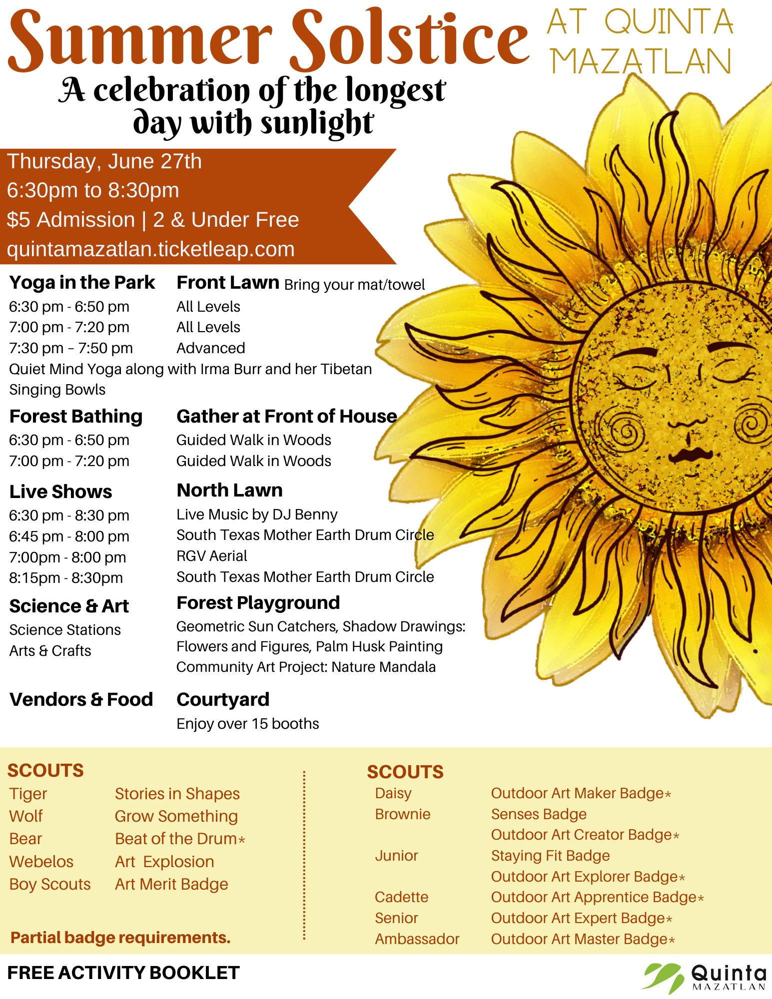 Summer Solstice 2024 activity flyer